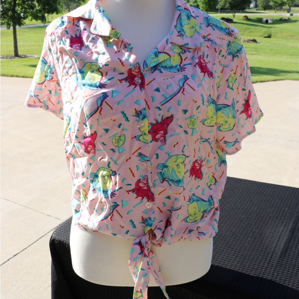 Disney World Little Mermaid Button & Tie Shirt